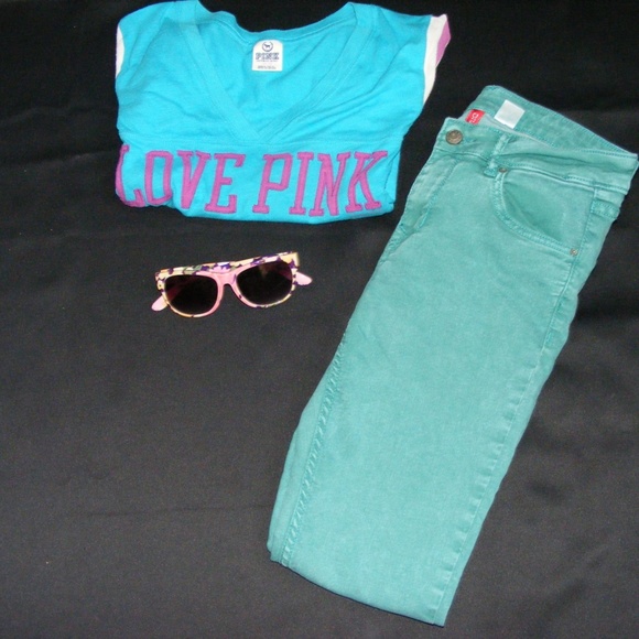 Divide by H&M Straight Leg Teal Jeans EUC - Picture 2 of 5